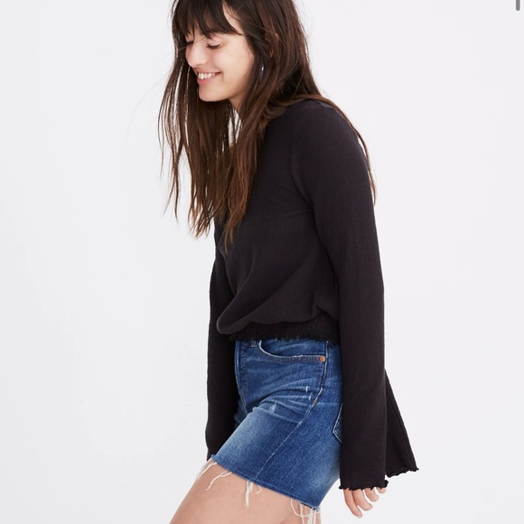 Madewell Texture & Thread Smocked Bell-Sleeve Top - Picture 2 of 9